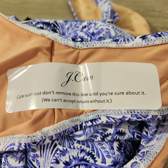 J. Crew V-neck One-Piece Blue Dandelion Print Swim Suit New With Tags Women's 0 - Picture 8 of 15